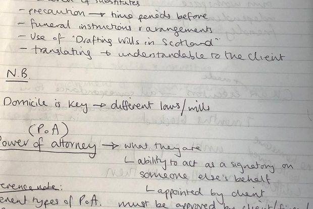 Personal law notes - will and power of attorney